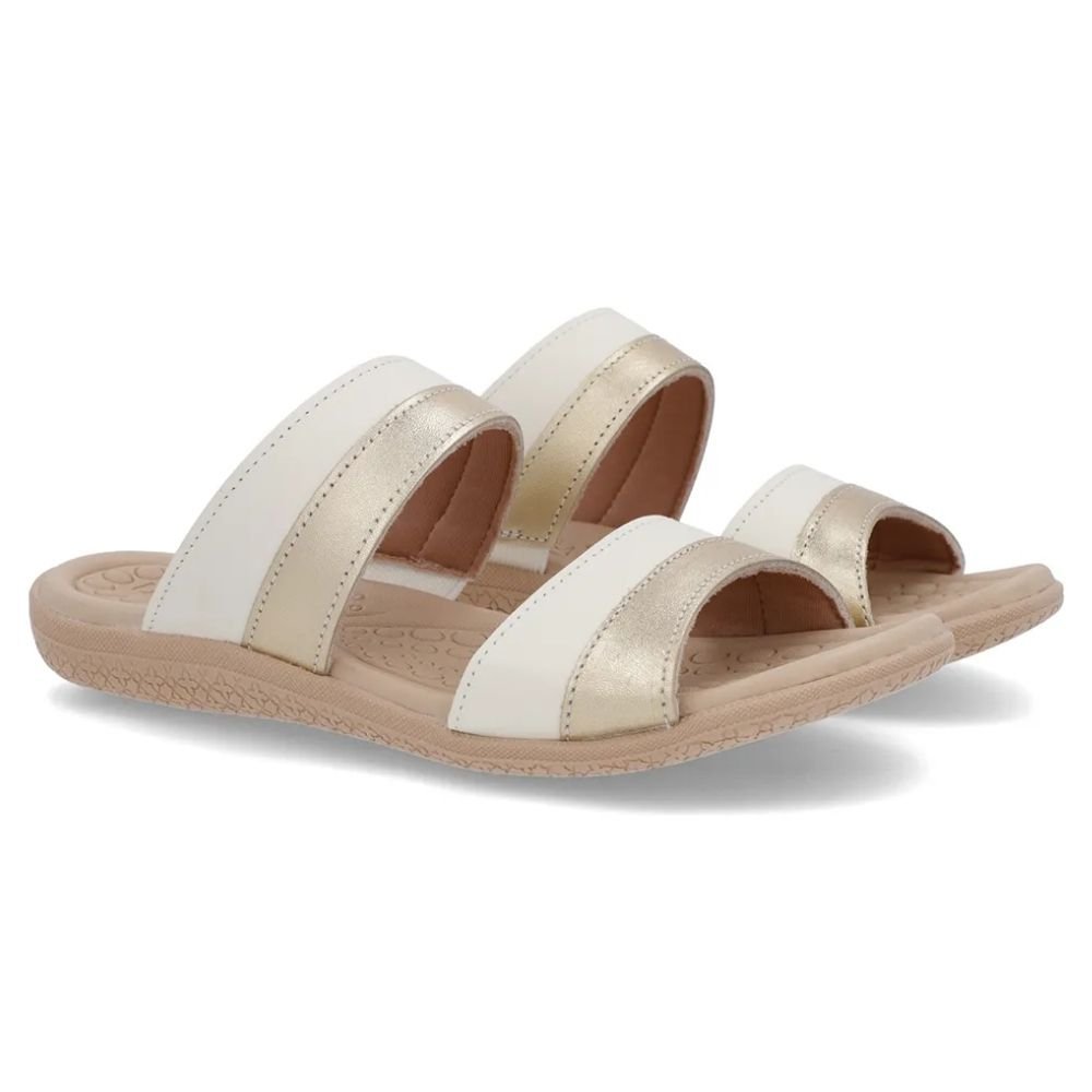 Tamanco Slide Feminino Ouro Light Usaflex PA06001 Branco/Dourado 3