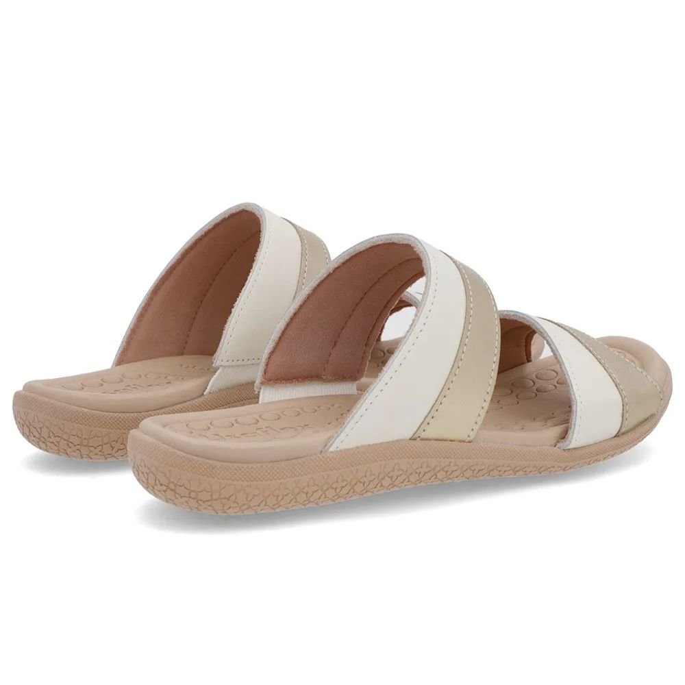 Tamanco Slide Feminino Ouro Light Usaflex PA06001 Branco/Dourado 4