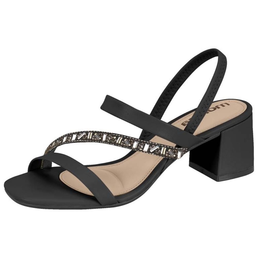 Sandália Feminina Salto Bloco Preto Grafite Moleca 5496.102 Preto 2
