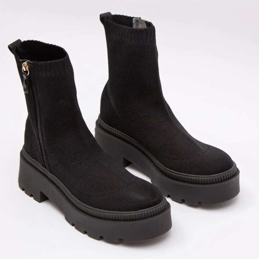 Bota Feminina Off Boot Knit Preto Petite Jolie PJ6792-00027 Preto 3