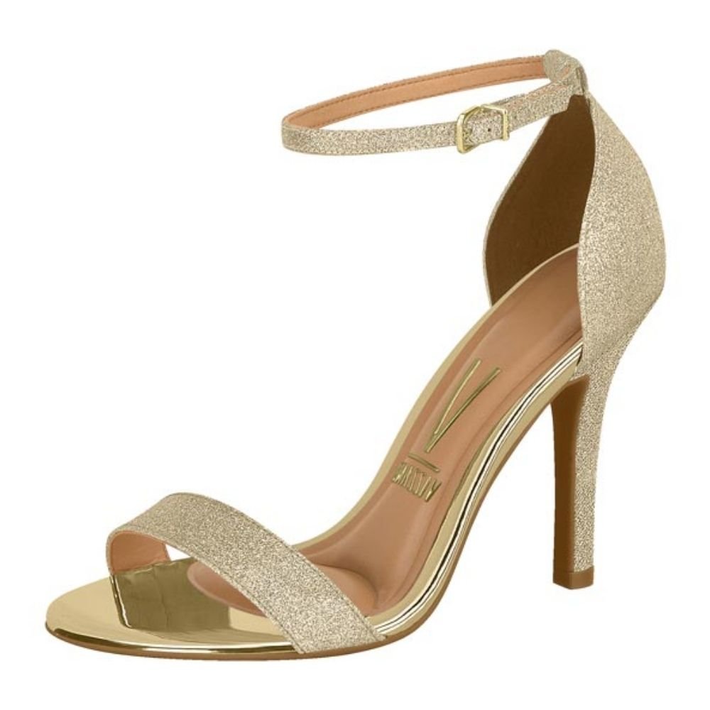 Sandália Feminina Salto Fino Metal Glamour Dourado Vizzano 6249.452 Dourado 2