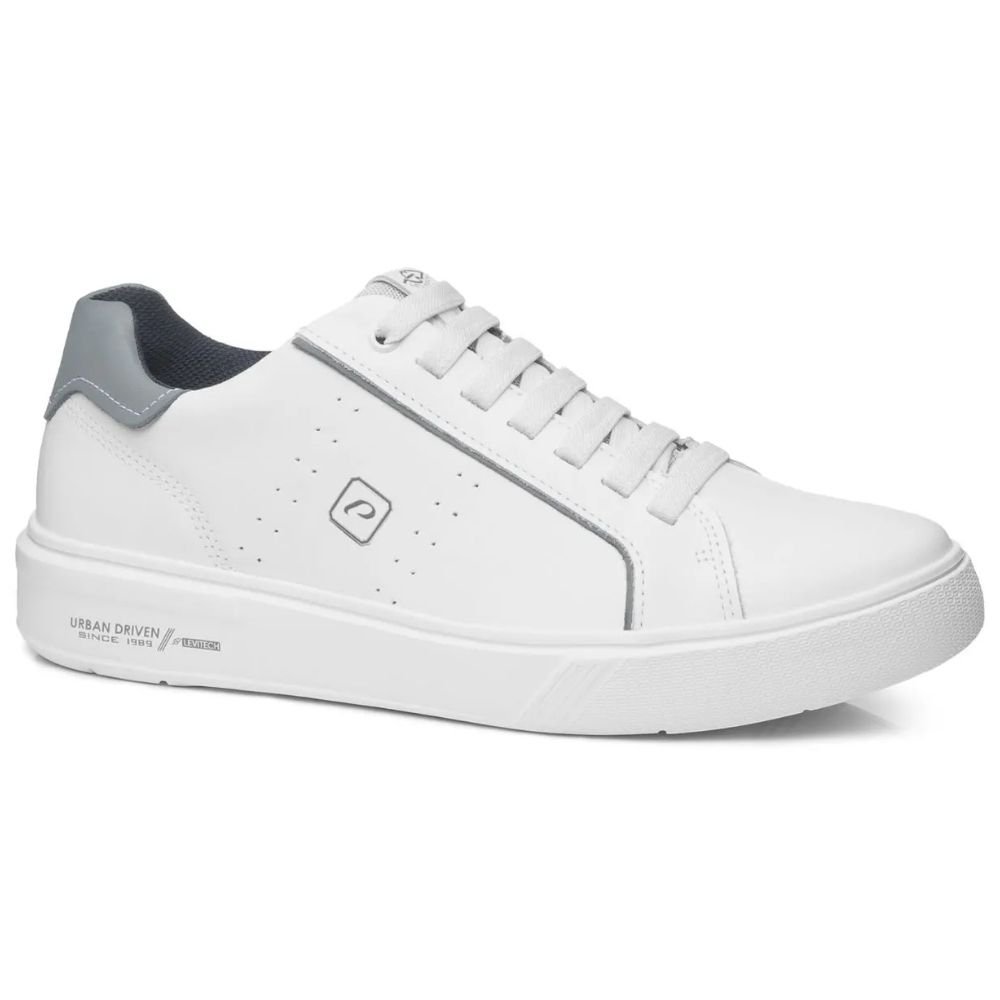 Tênis Casual Masculino Couro Branco Silver Pegada 111901-02
