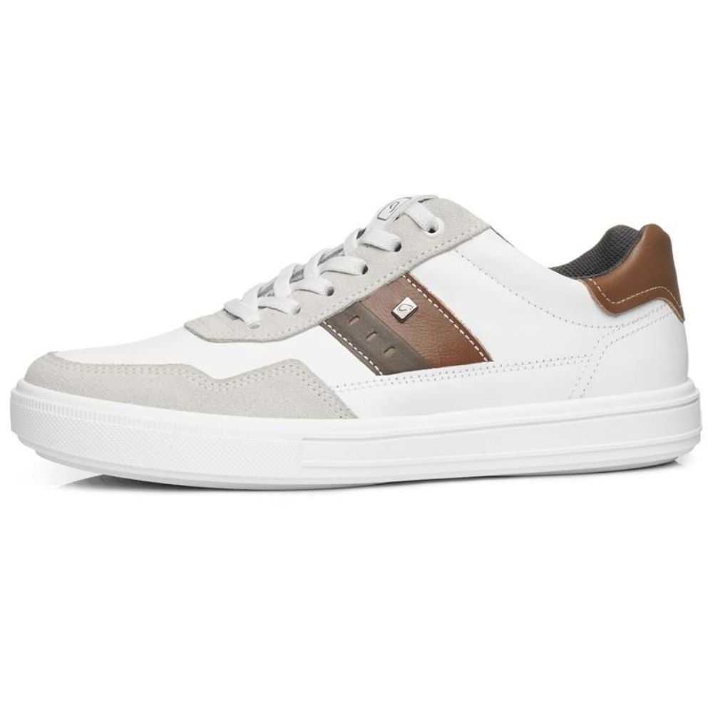 Tênis Casual Masculino Branco Camel Pegada 111508-01 Branco/Cinza/Marrom 2