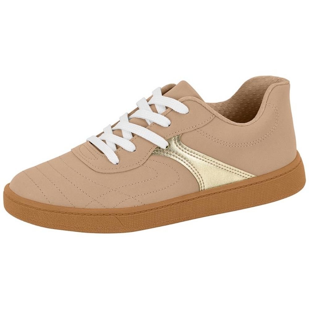 Tênis Casual Feminino Bege Dourado Beira Rio 4313.106 Bege 2