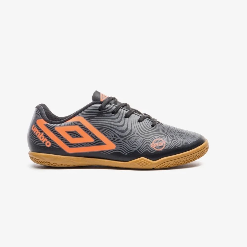Chuteira Infantil Futsal Orbit Jr Preto Grafite Laranja Umbro U07FB00178-186