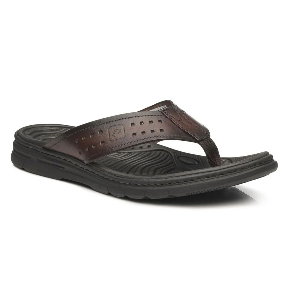 Chinelo Masculino Wave Couro Pinhão Pegada 134202-01 Marrom 2