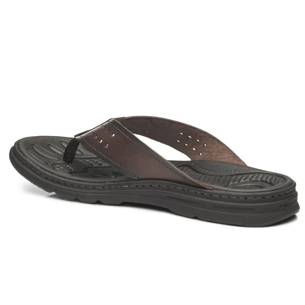 Chinelo Masculino Wave Couro Pinhão Pegada 134202-01 Marrom 3
