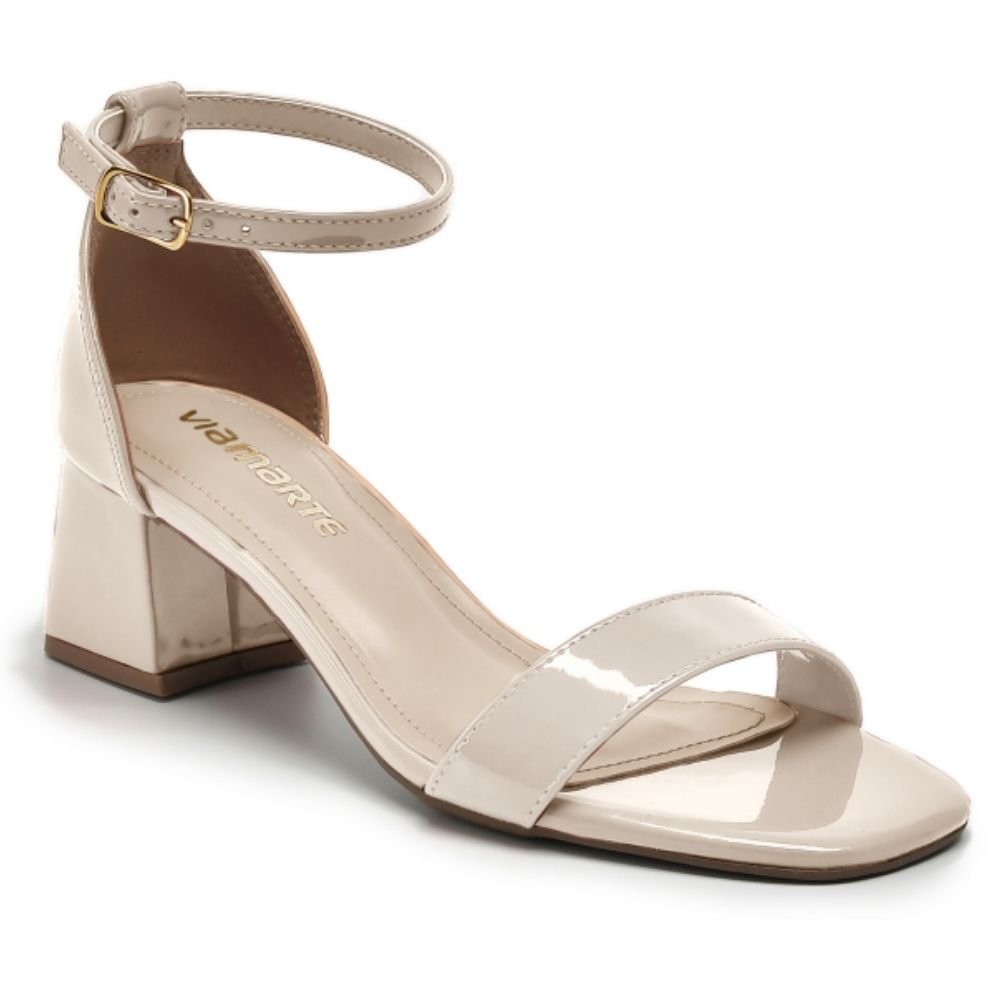 Sandália Feminina Salto Bloco Bege Via Marte 171-023-01 Branco 1