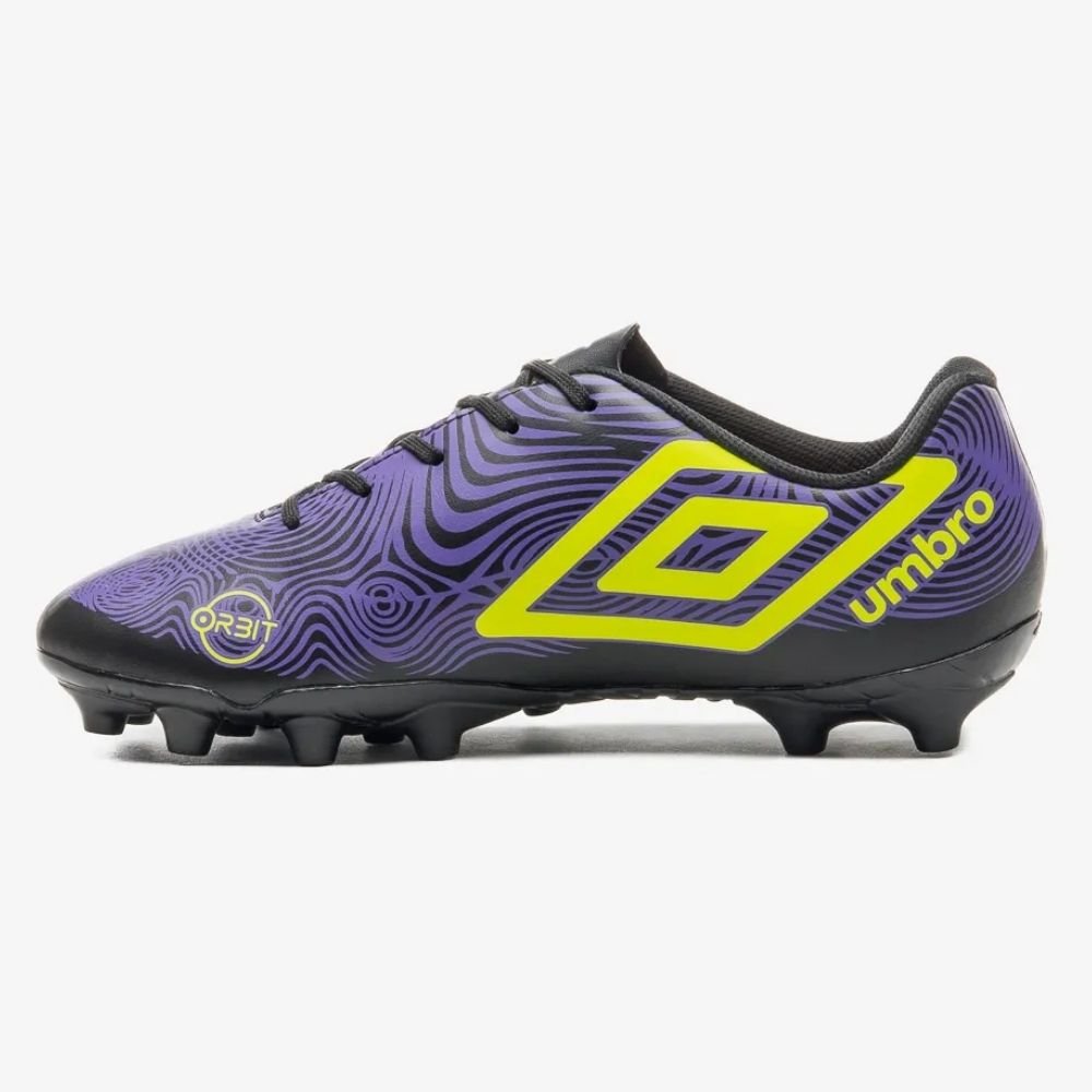 Chuteira Masculina Campo Orbit Preto Roxo Lima Umbro U01FB00189-106 Roxo/Verde Lima 2