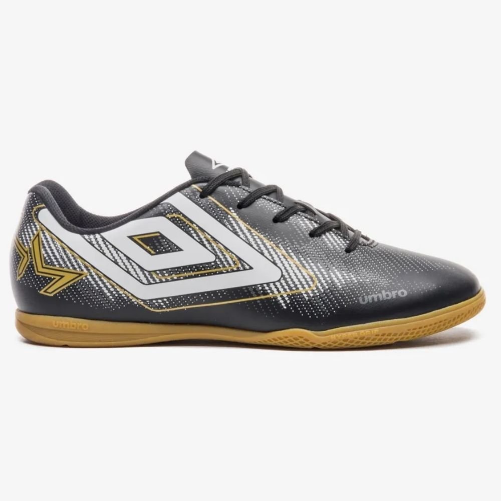 Chuteira Masculina Futsal Heatmap Preto Branco Dourado Umbro U01FB00307-129