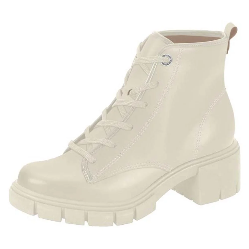 Bota Coturno Feminino Branco Off Moleca 5338.211 Off White 2