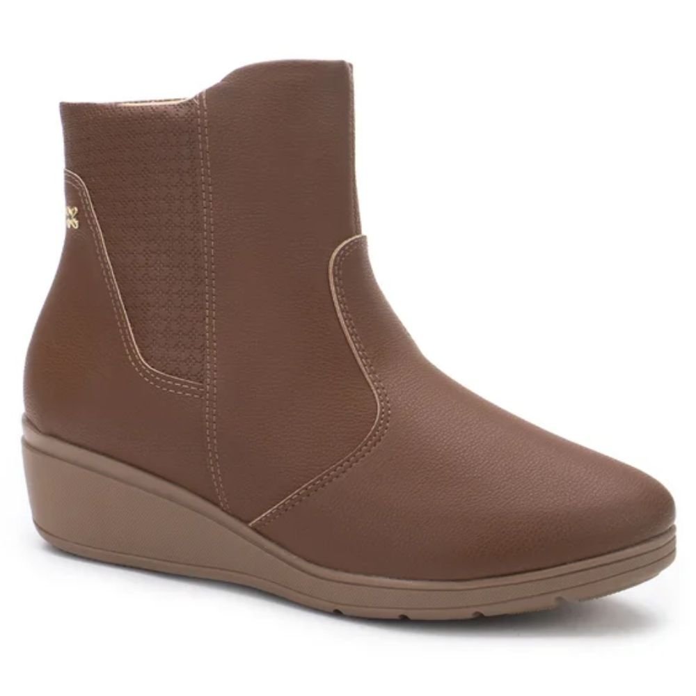 Bota Feminina Anabela Brown Softli 10041.10234 Marrom 3