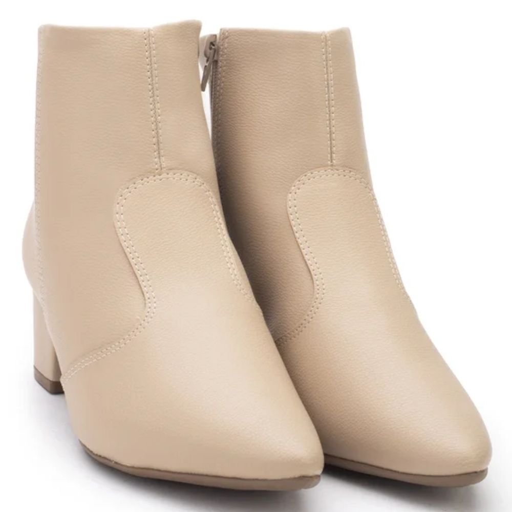 Bota Feminina Salto Bloco Sand Softli 10039.10229 Bege 3