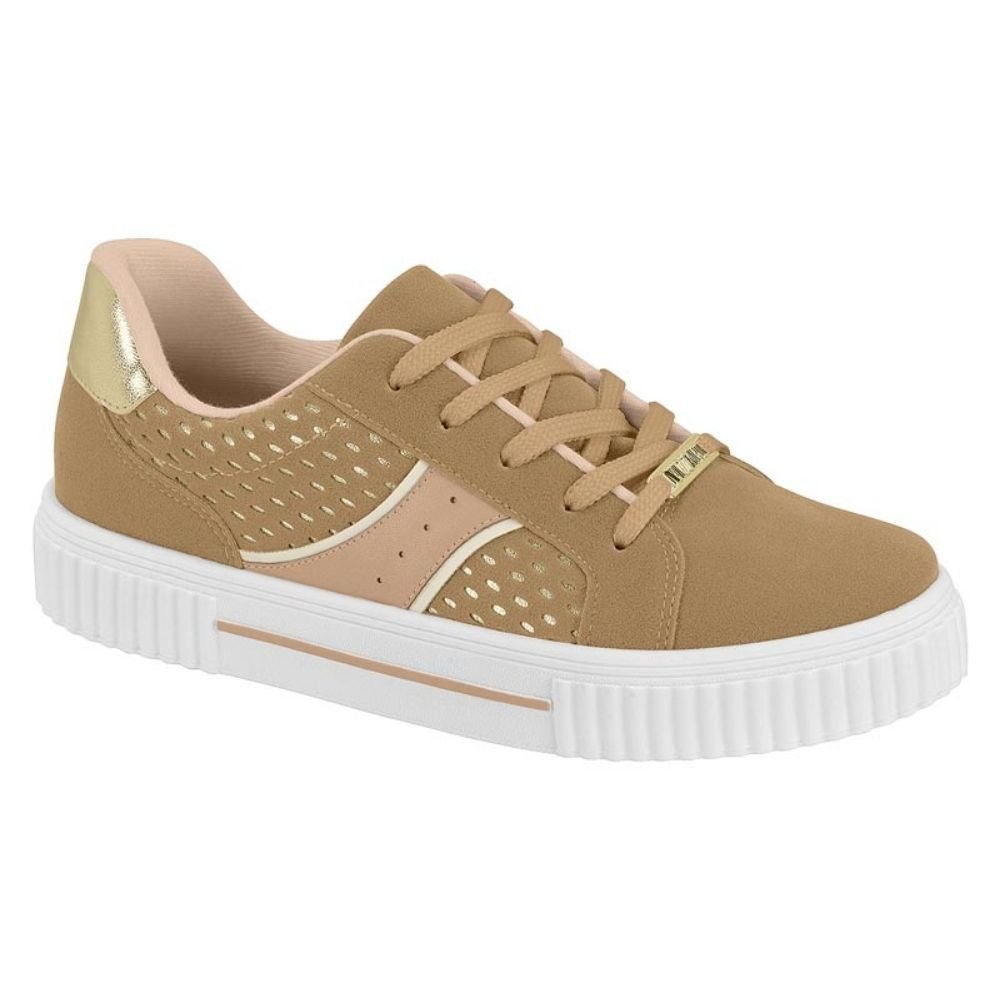 Tênis Feminino Casual Tan Dourado Bege Vizzano 1307.215