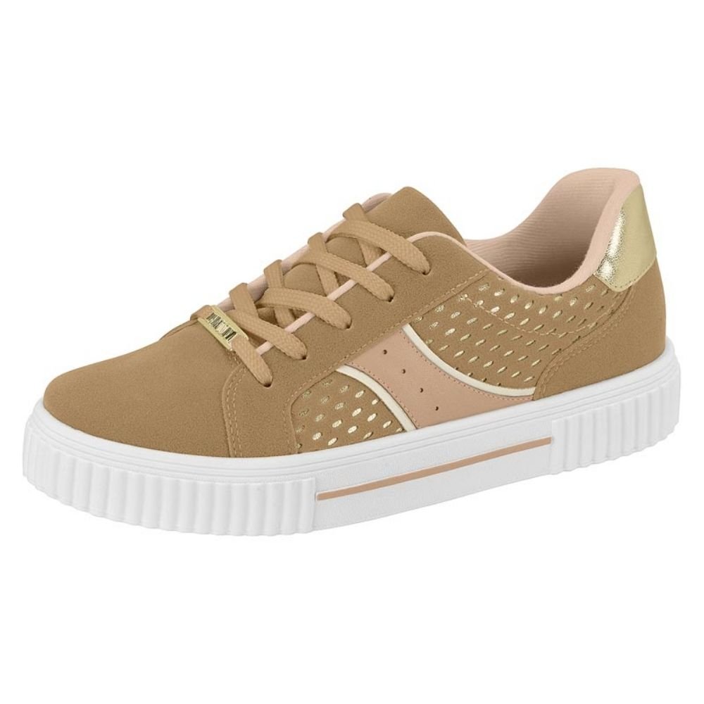 Tênis Feminino Casual Tan Dourado Bege Vizzano 1307.215 Bege/Dourado 2