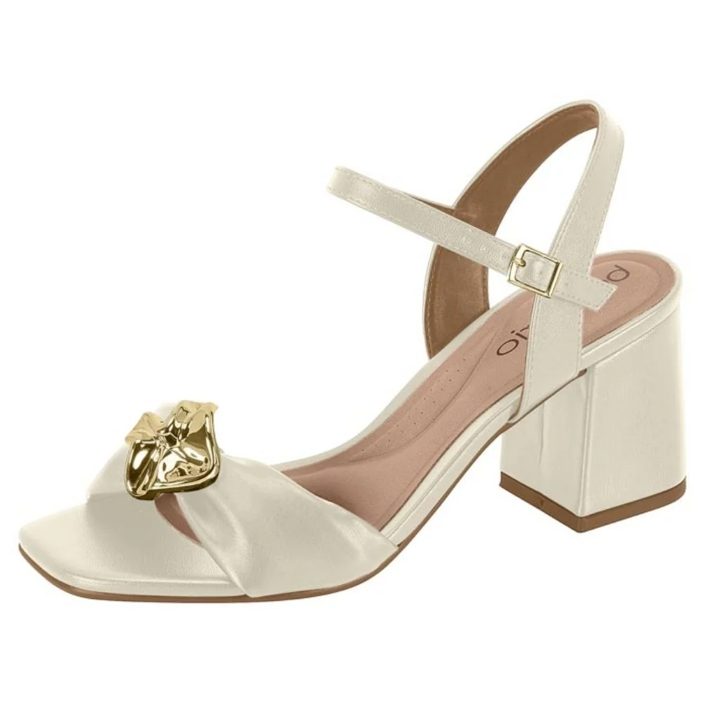 Sandália Feminina Salto Bloco Branco Off Beira Rio 8436.241 Branco 2