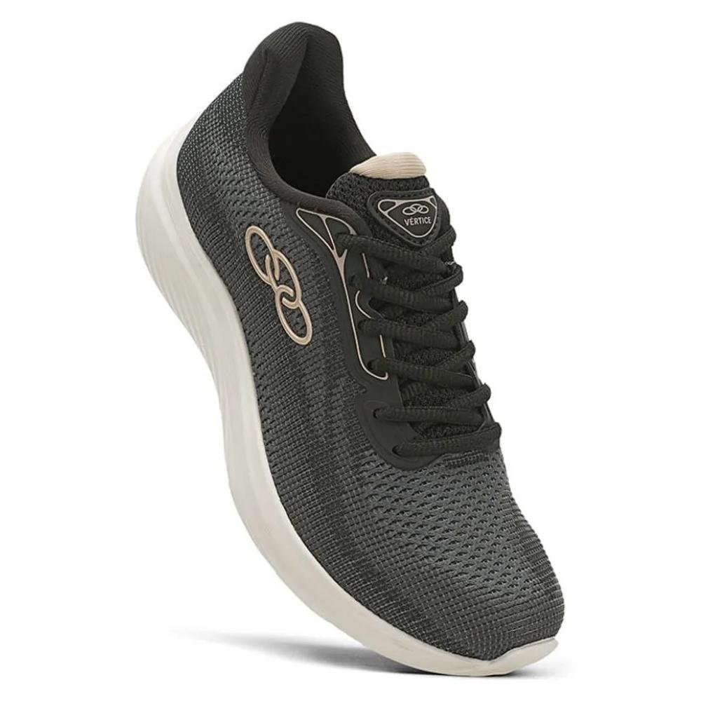 Tênis Esportivo Feminino Vértice Preto Branco Olympikus Cinza/Bege 3