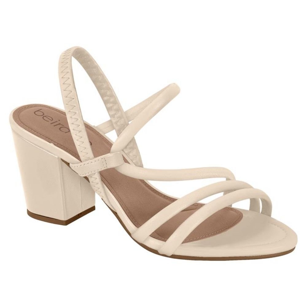 Sandália Feminina Salto Bloco Creme Beira Rio 8280.686 Creme 1