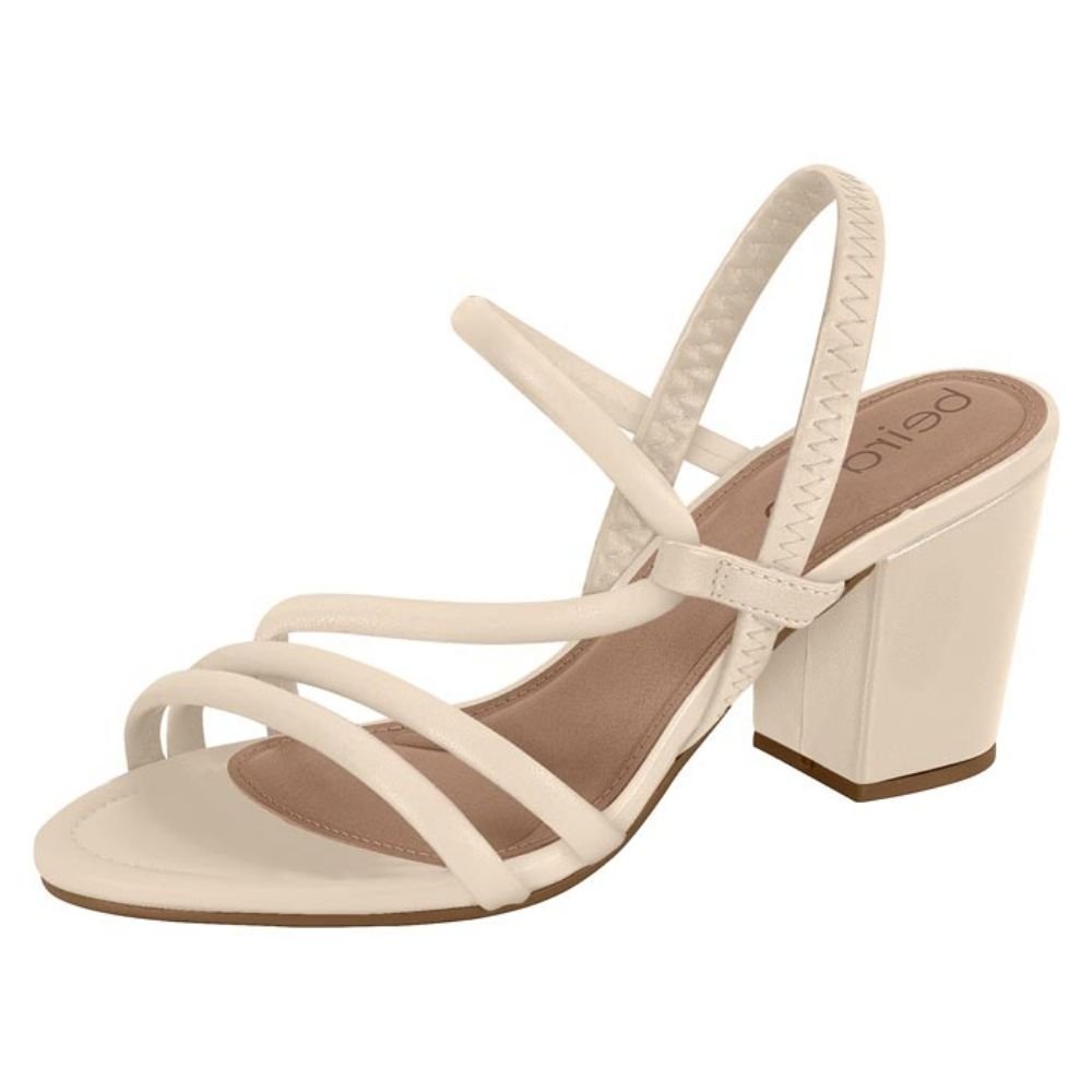 Sandália Feminina Salto Bloco Creme Beira Rio 8280.686 Creme 2