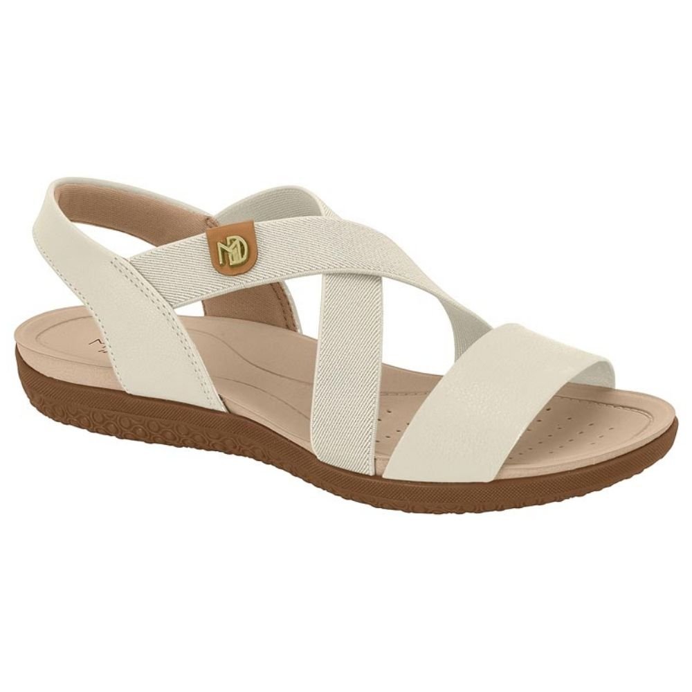 Sandália Feminina Papete Branco Off Camel Modare 7125.249 Branco 1