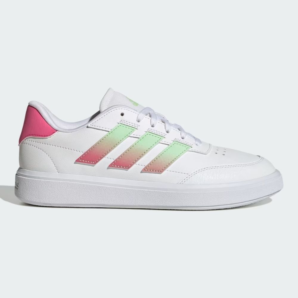 Tênis Casual Feminino Courtblock Branco Verde Pink Adidas JQ8225