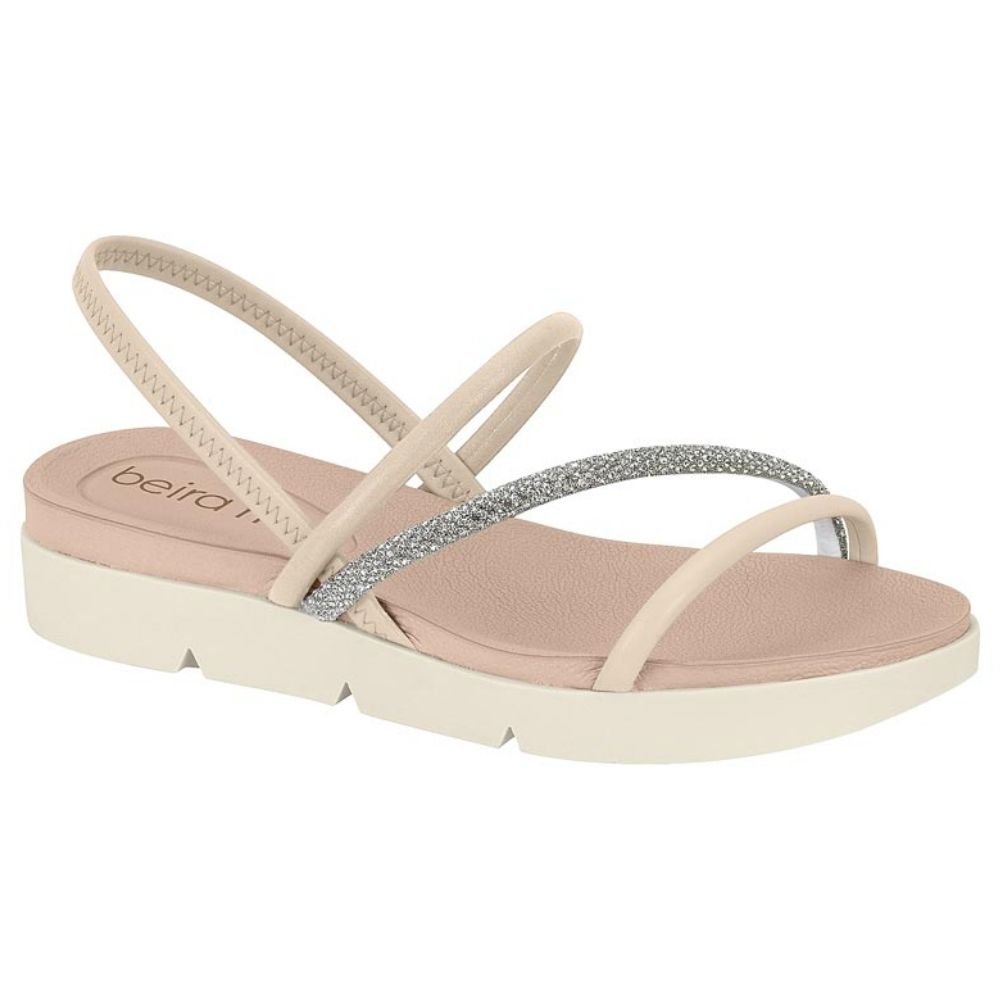 Sandália Feminina Creme Cristal Silver Beira Rio 8387.530