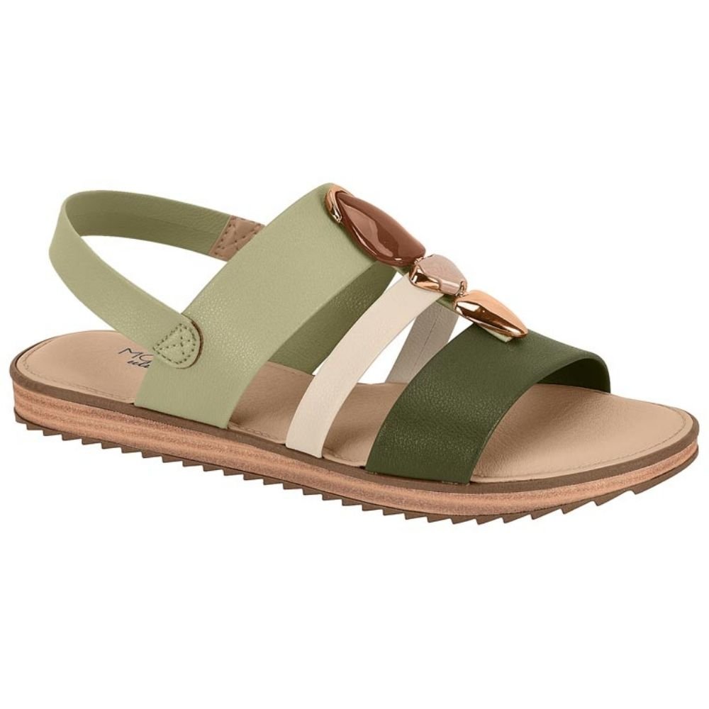 Sandália Papete Feminina Verde Oliva Creme Modare 7141.144