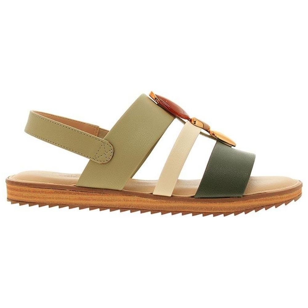 Sandália Papete Feminina Verde Oliva Creme Modare 7141.144 Verde Oliva/Creme 3