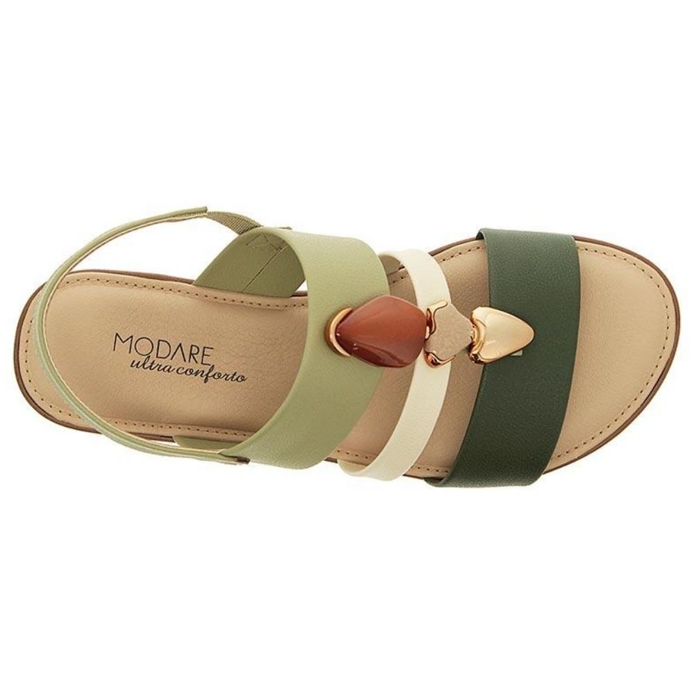 Sandália Papete Feminina Verde Oliva Creme Modare 7141.144 Verde Oliva/Creme 4