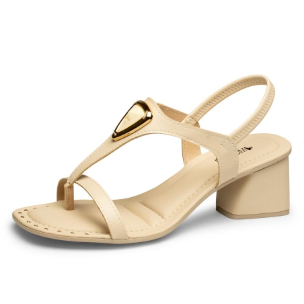 Sandália Feminina Salto Bloco Cotton Mississipi J0261-0005 Bege 2