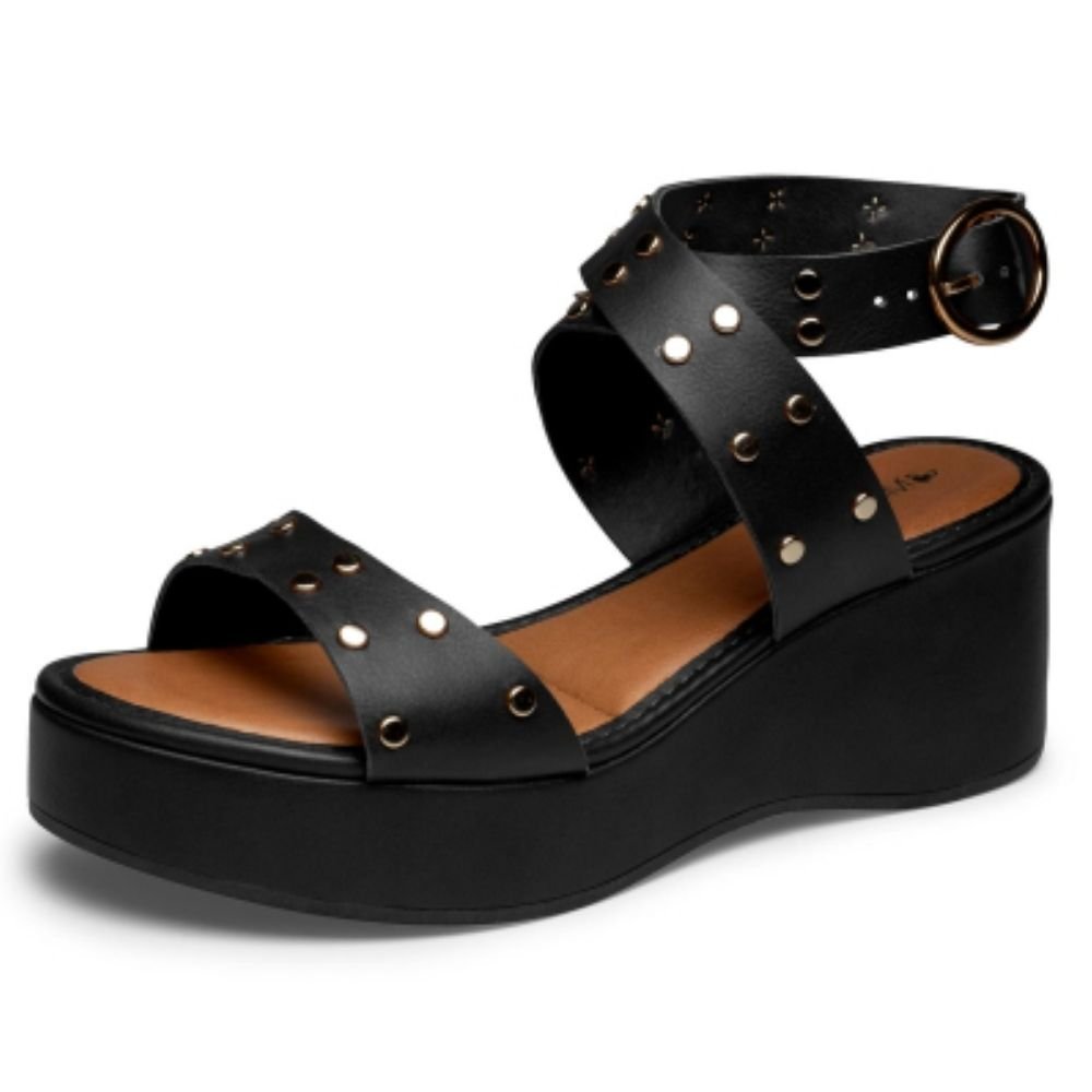 Sandália Feminina Anabela Preto Mississipi MF505-0001 Preto 2