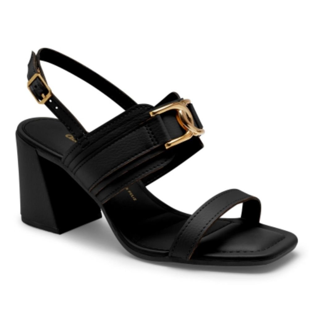 Sandália Feminina Slingback Salto Bloco Preto Dakota Y8284-0001 Preto 1