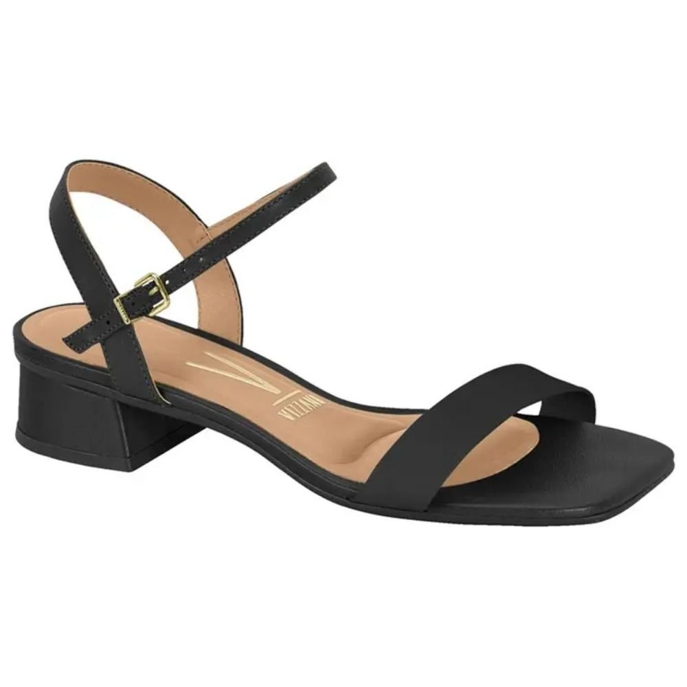 Sandália Feminina Salto Bloco Pelica Preto Vizzano 6454.111