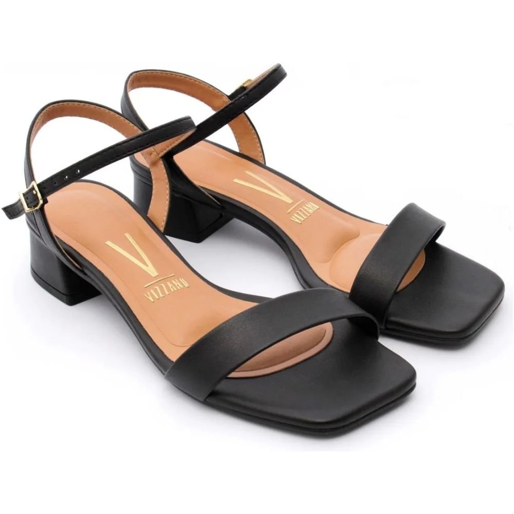Sandália Feminina Salto Bloco Pelica Preto Vizzano 6454.111 Preto 3