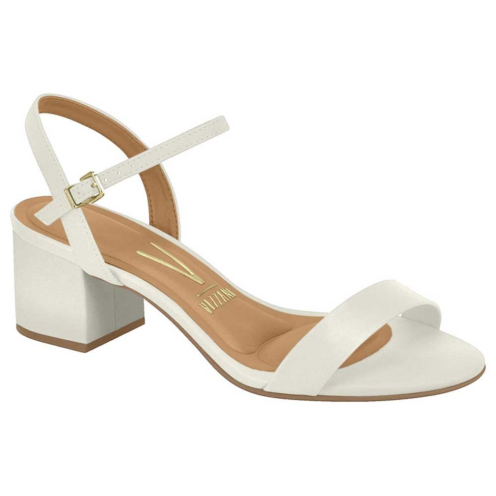 Sandália Feminina Salto Bloco Pelica Branco Off Vizzano 6291.900