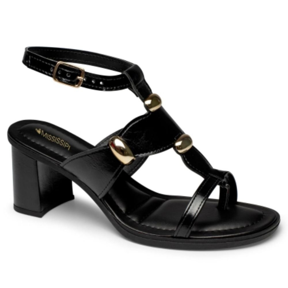 Sandália Feminina Salto Bloco Preto Mississipi MF764-0001