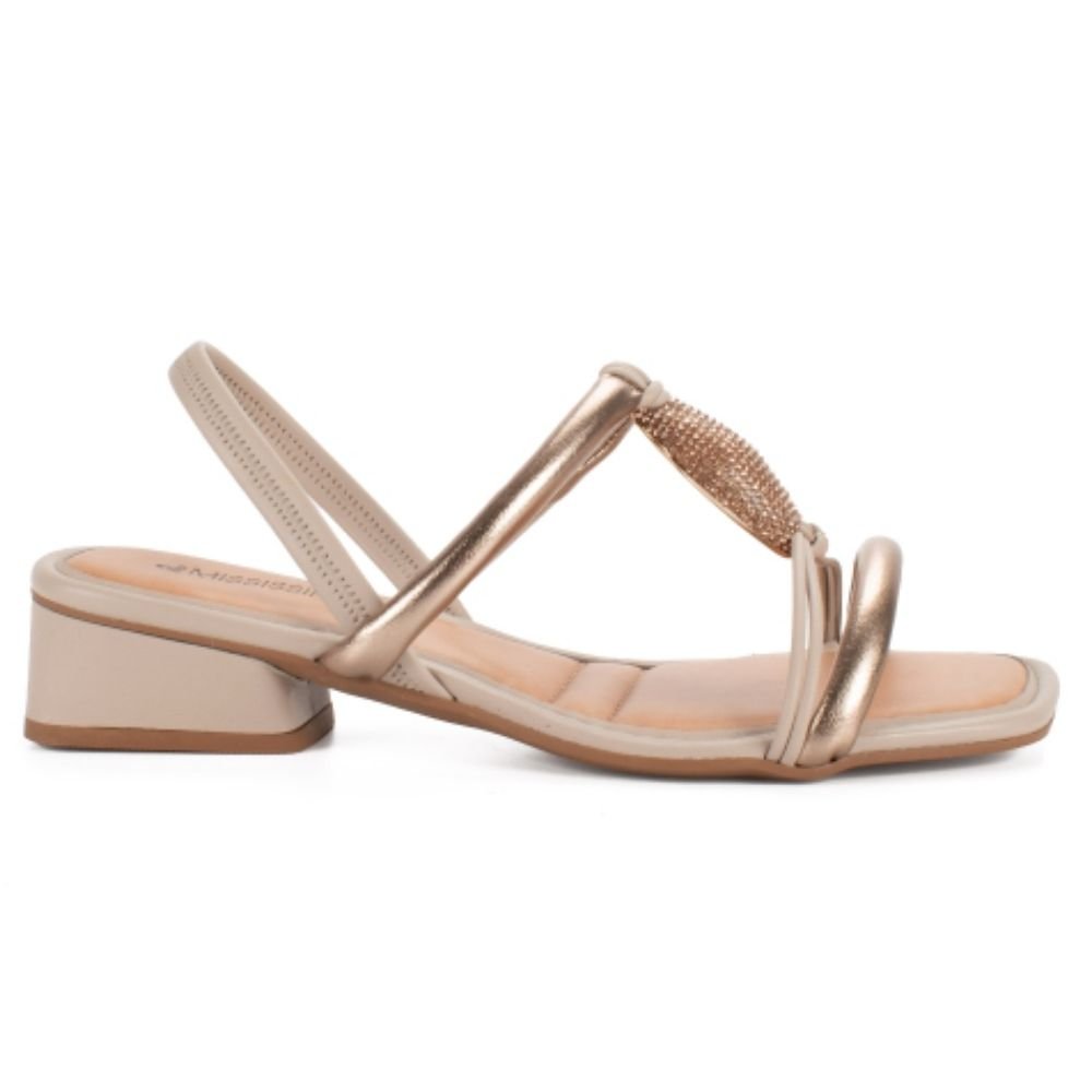 Sandália Feminina Quartzo Marfim Mississipi MF252-0003 Dourado 3