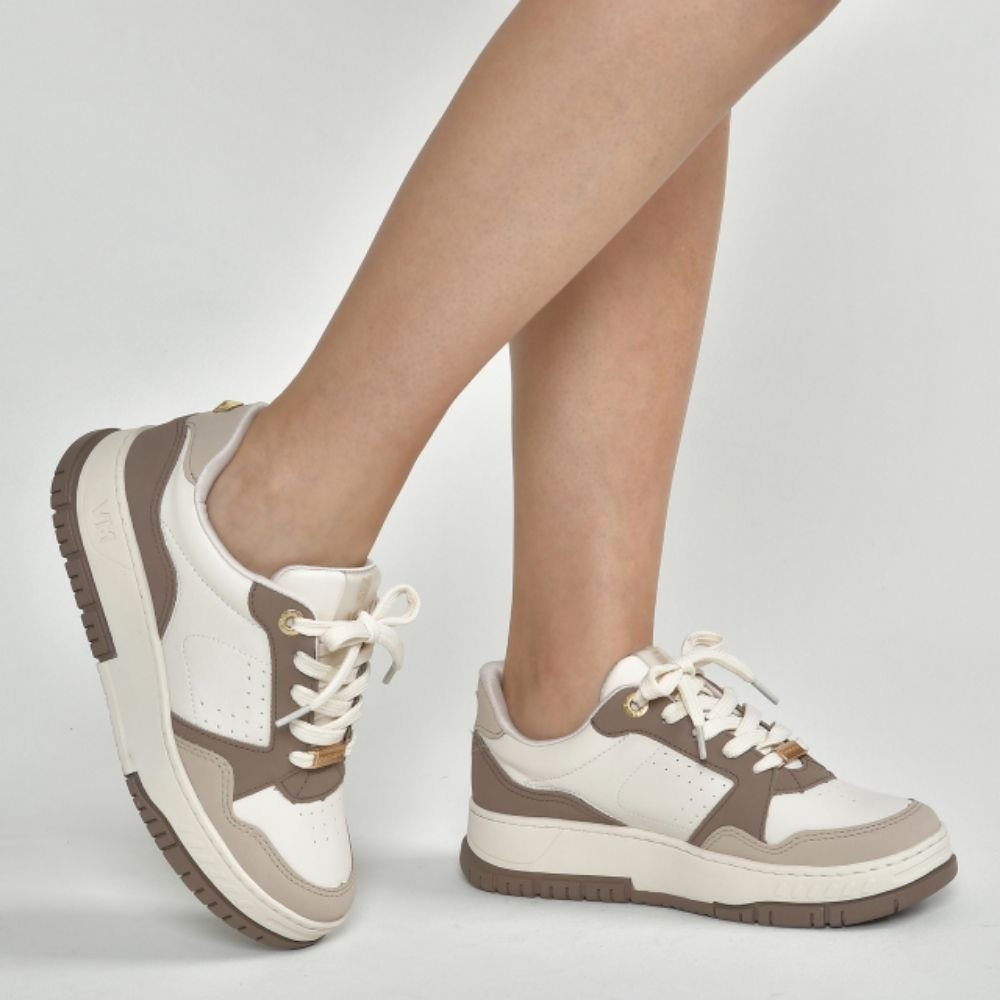 Tênis Casual Feminino Saara Toffee Marfim Via Marte 219-002-04 Branco/Marfim/Marrom 2