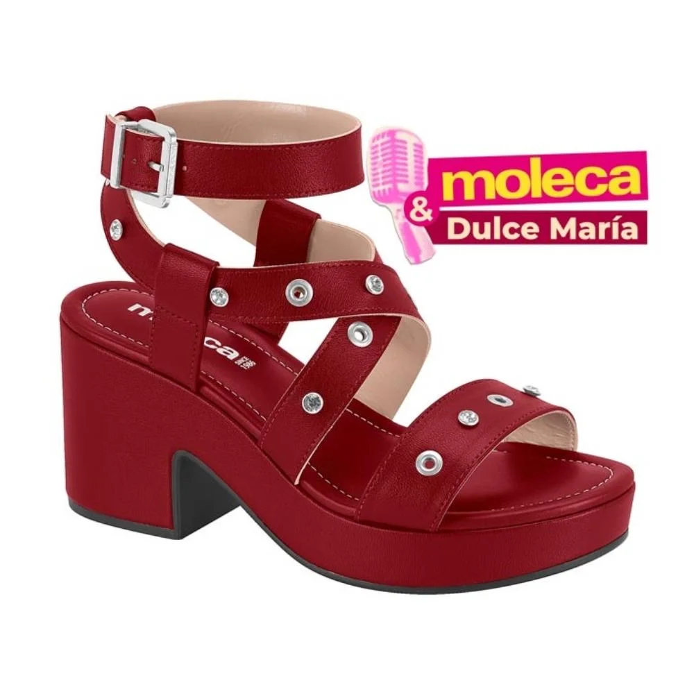 Sandália Feminina Meia Pata Cherry Moleca 5549.106 Vermelho 2