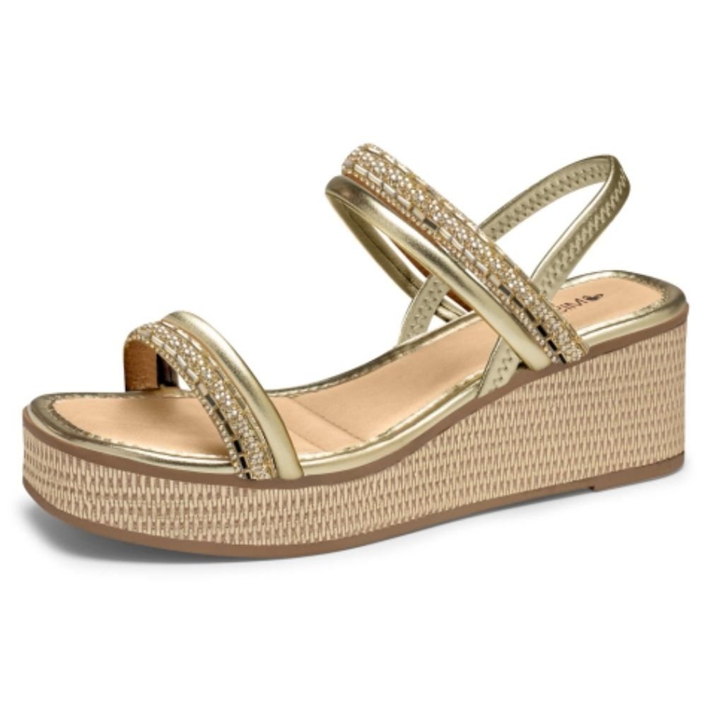 Sandália Feminina Anabela Ouro Light Mississipi ME671-0003 Dourado 2
