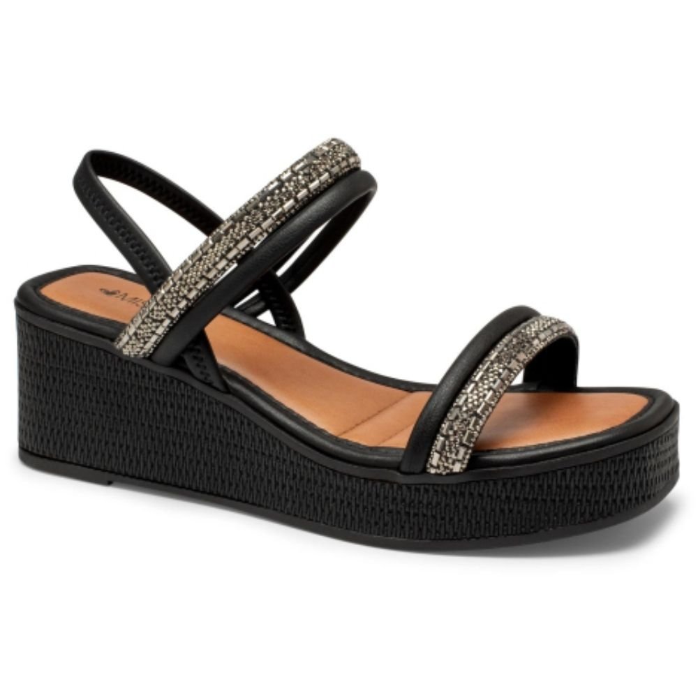 Sandália Feminina Anabela Pewter Preto Mississipi ME671-0006 Preto 1