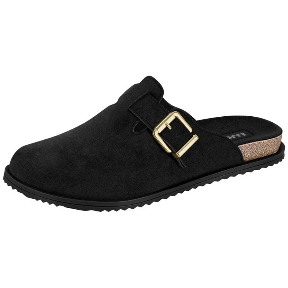 Mule Feminino Clog Camurça Preto Moleca 5743.209 Preto 2
