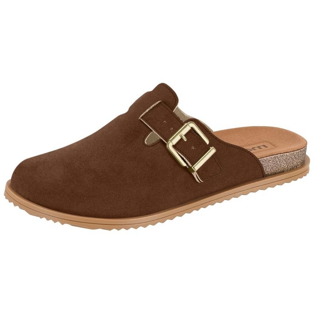 Mule Feminino Clog Camurça Conhaque Moleca 5743.209 Marrom 2