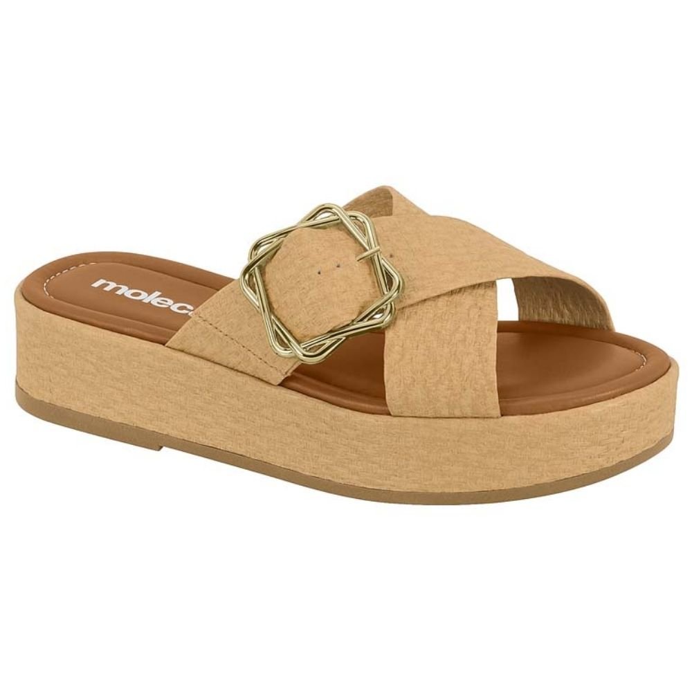 Tamanco Feminino Flatform Napa Natural Moleca 5553.101