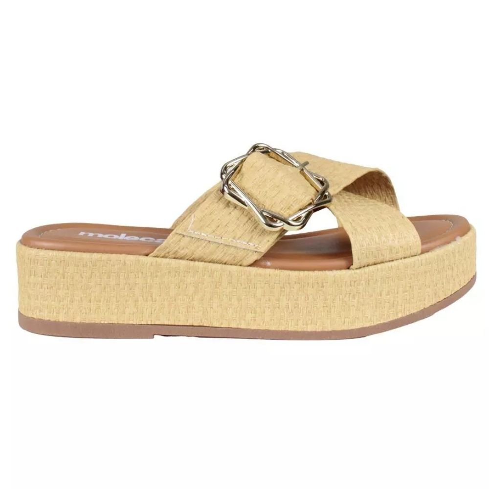 Tamanco Feminino Flatform Napa Natural Moleca 5553.101 Bege 2