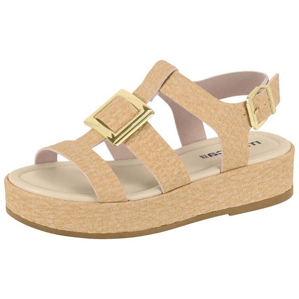 Sandália Feminina Napa Tresse Creme Moleca 5553.103 Creme 2