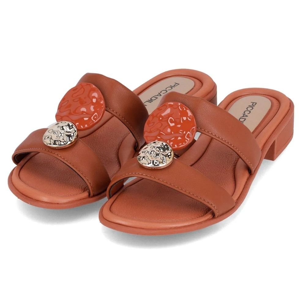 Tamanco Feminino Salto Baixo Ocre Piccadilly 590067-06 Marrom 3