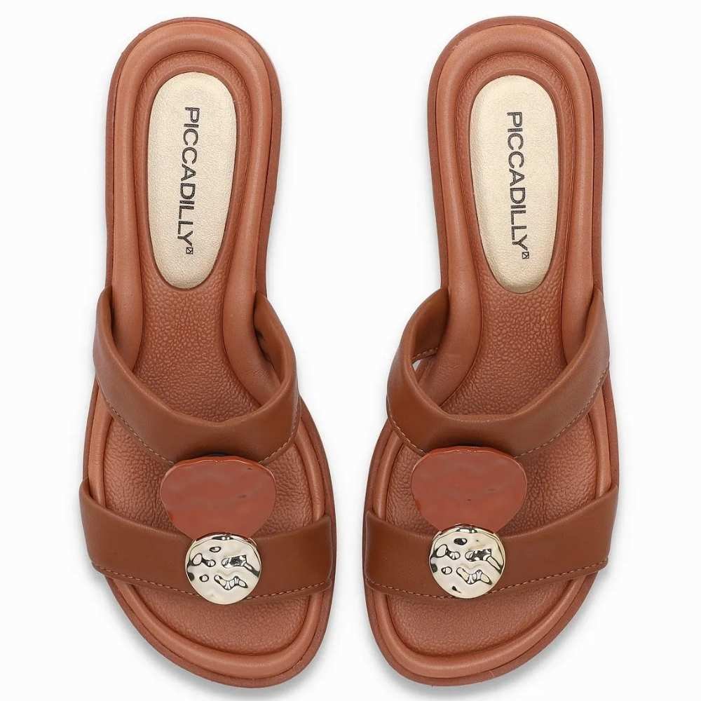 Tamanco Feminino Salto Baixo Ocre Piccadilly 590067-06 Marrom 4