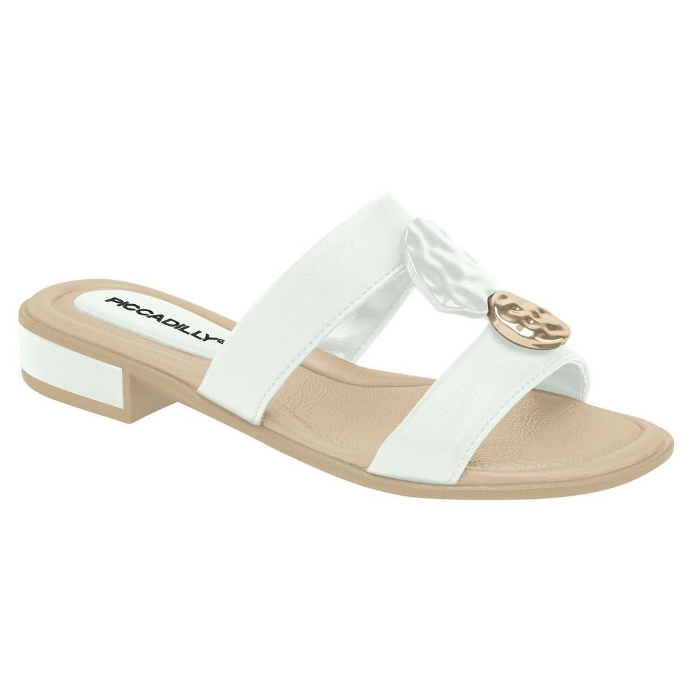Tamanco Feminino Salto Baixo Branco Piccadilly 590067-03 Branco 1