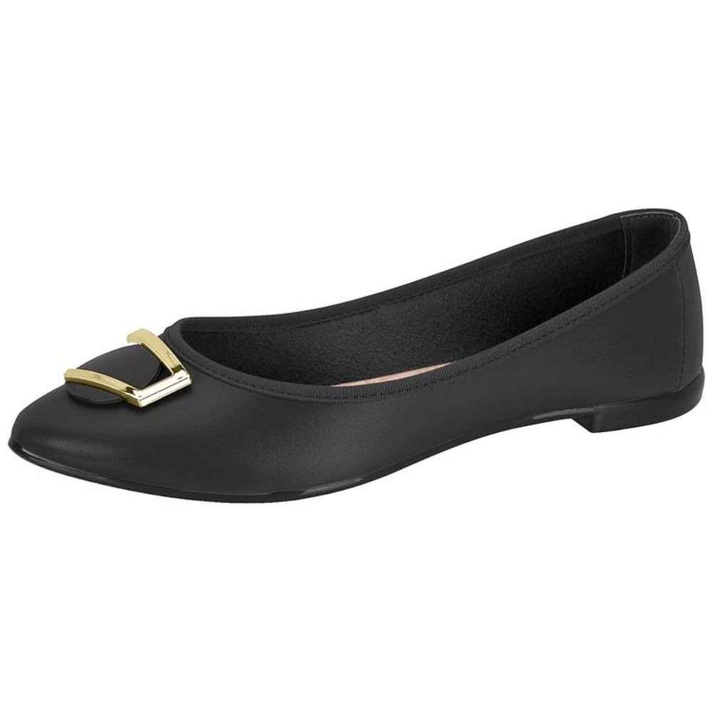 Sapatilha Feminina Bico Fino Napa Preto Moleca 5727.116 Preto 2